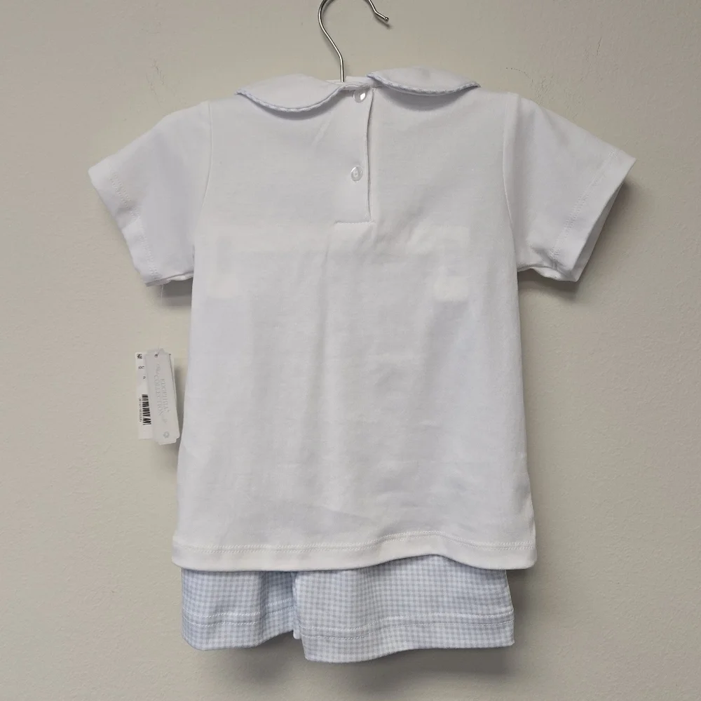 Edgehill Collection Round Neck Short Sleeve Golf Shirt & Gingham Shorts Set 4T
